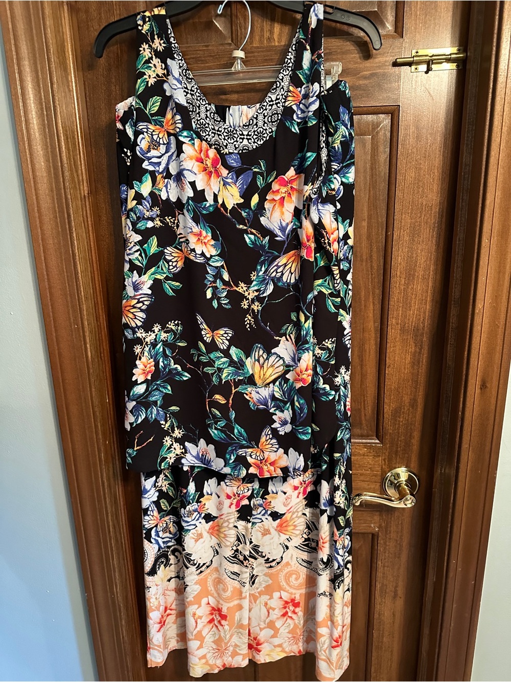 Floral Sleeveless Summer Top & Palazzo Pants- Black with Multicolor Floral Print